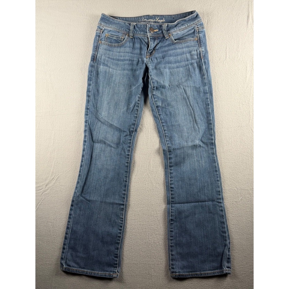 American Eagle Slim Boot Jeans Medium Wash Stretch Denim Size 4 Regular Western